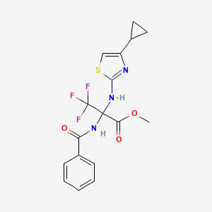 molecular formula C17H16F3N3O3S B4292534 methyl 2-[(4-cyclopropyl-1,3-thiazol-2-yl)amino]-3,3,3-trifluoro-N-(phenylcarbonyl)alaninate 