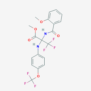 molecular formula C19H16F6N2O5 B4292551 methyl 3,3,3-trifluoro-N-(2-methoxybenzoyl)-2-{[4-(trifluoromethoxy)phenyl]amino}alaninate 