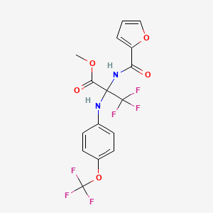 molecular formula C16H12F6N2O5 B4292574 Methyl 3,3,3-trifluoro-2-(furan-2-carbonylamino)-2-[4-(trifluoromethoxy)anilino]propanoate CAS No. 5771-50-6