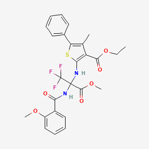 ethyl 4-methyl-5-phenyl-2-{[2,2,2-trifluoro-1-[(2-methoxybenzoyl)amino]-1-(methoxycarbonyl)ethyl]amino}thiophene-3-carboxylate