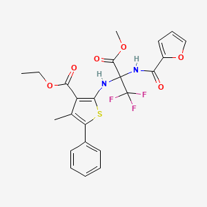 molecular formula C23H21F3N2O6S B4292598 ETHYL 4-METHYL-5-PHENYL-2-({1,1,1-TRIFLUORO-2-[(FURAN-2-YL)FORMAMIDO]-3-METHOXY-3-OXOPROPAN-2-YL}AMINO)THIOPHENE-3-CARBOXYLATE 