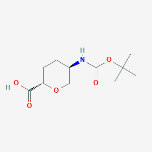 molecular formula C11H19NO5 B042926 (2S,5R)-5-((tert-Butoxycarbonyl)amino)tetrahydro-2H-pyran-2-carboxylic acid CAS No. 603130-13-8