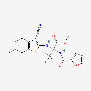 molecular formula C19H18F3N3O4S B4292606 METHYL 2-[(3-CYANO-6-METHYL-4,5,6,7-TETRAHYDRO-1-BENZOTHIOPHEN-2-YL)AMINO]-3,3,3-TRIFLUORO-2-[(FURAN-2-YL)FORMAMIDO]PROPANOATE 