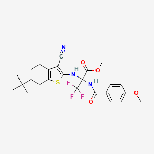 molecular formula C25H28F3N3O4S B4292611 METHYL 2-[(6-TERT-BUTYL-3-CYANO-4,5,6,7-TETRAHYDRO-1-BENZOTHIOPHEN-2-YL)AMINO]-3,3,3-TRIFLUORO-2-[(4-METHOXYPHENYL)FORMAMIDO]PROPANOATE 