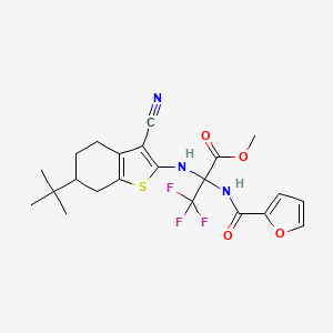 molecular formula C22H24F3N3O4S B4292619 METHYL 2-[(6-TERT-BUTYL-3-CYANO-4,5,6,7-TETRAHYDRO-1-BENZOTHIOPHEN-2-YL)AMINO]-3,3,3-TRIFLUORO-2-[(FURAN-2-YL)FORMAMIDO]PROPANOATE 