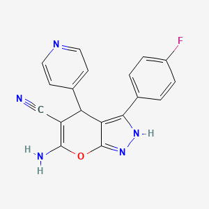 6-amino-3-(4-fluorophenyl)-4-pyridin-4-yl-1,4-dihydropyrano[2,3-c]pyrazole-5-carbonitrile