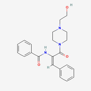 molecular formula C22H25N3O3 B4292644 N-[(1Z)-3-[4-(2-HYDROXYETHYL)PIPERAZIN-1-YL]-3-OXO-1-PHENYLPROP-1-EN-2-YL]BENZAMIDE 