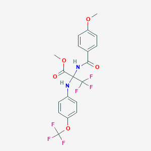 molecular formula C19H16F6N2O5 B4292718 METHYL 3,3,3-TRIFLUORO-2-[(4-METHOXYPHENYL)FORMAMIDO]-2-{[4-(TRIFLUOROMETHOXY)PHENYL]AMINO}PROPANOATE 