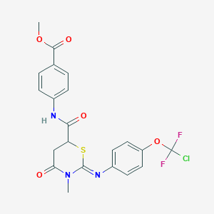molecular formula C21H18ClF2N3O5S B4292782 METHYL 4-[(2E)-2-{[4-(CHLORODIFLUOROMETHOXY)PHENYL]IMINO}-3-METHYL-4-OXO-1,3-THIAZINANE-6-AMIDO]BENZOATE 