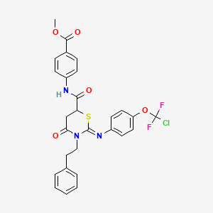 molecular formula C28H24ClF2N3O5S B4292823 METHYL 4-[(2E)-2-{[4-(CHLORODIFLUOROMETHOXY)PHENYL]IMINO}-4-OXO-3-(2-PHENYLETHYL)-1,3-THIAZINANE-6-AMIDO]BENZOATE 