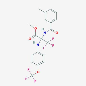 molecular formula C19H16F6N2O4 B4292849 METHYL 3,3,3-TRIFLUORO-2-[(3-METHYLPHENYL)FORMAMIDO]-2-{[4-(TRIFLUOROMETHOXY)PHENYL]AMINO}PROPANOATE 