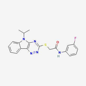 molecular formula C20H18FN5OS B4292901 N-(3-fluorophenyl)-2-{[5-(propan-2-yl)-5H-[1,2,4]triazino[5,6-b]indol-3-yl]sulfanyl}acetamide 