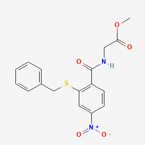 molecular formula C17H16N2O5S B4292906 METHYL 2-{[2-(BENZYLSULFANYL)-4-NITROPHENYL]FORMAMIDO}ACETATE 