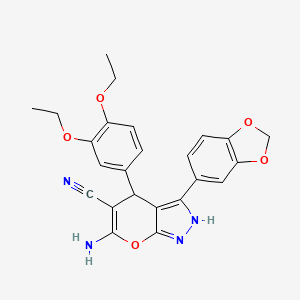 molecular formula C24H22N4O5 B4292998 6-AMINO-3-(2H-1,3-BENZODIOXOL-5-YL)-4-(3,4-DIETHOXYPHENYL)-1H,4H-PYRANO[2,3-C]PYRAZOLE-5-CARBONITRILE 