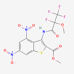 molecular formula C14H9F4N3O8S B4293035 METHYL 4,6-DINITRO-3-(2,3,3,3-TETRAFLUORO-2-METHOXYPROPANAMIDO)-1-BENZOTHIOPHENE-2-CARBOXYLATE 