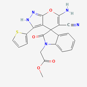 molecular formula C21H15N5O4S B4293061 METHYL 2-[6'-AMINO-5'-CYANO-2-OXO-3'-(THIOPHEN-2-YL)-1,2-DIHYDRO-1'H-SPIRO[INDOLE-3,4'-PYRANO[2,3-C]PYRAZOL]-1-YL]ACETATE 