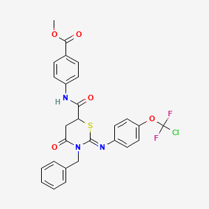 molecular formula C27H22ClF2N3O5S B4293257 METHYL 4-[(2Z)-3-BENZYL-2-{[4-(CHLORODIFLUOROMETHOXY)PHENYL]IMINO}-4-OXO-1,3-THIAZINANE-6-AMIDO]BENZOATE 