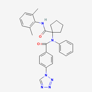 molecular formula C28H28N6O2 B4293276 N-{1-[(2,6-DIMETHYLPHENYL)CARBAMOYL]CYCLOPENTYL}-N-PHENYL-4-(1H-1,2,3,4-TETRAZOL-1-YL)BENZAMIDE 