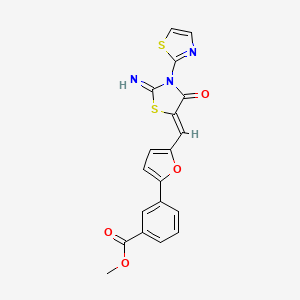 molecular formula C19H13N3O4S2 B4293432 METHYL 3-(5-{[(5Z)-2-IMINO-4-OXO-3-(1,3-THIAZOL-2-YL)-1,3-THIAZOLIDIN-5-YLIDENE]METHYL}FURAN-2-YL)BENZOATE 