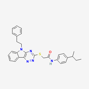 molecular formula C29H29N5OS B4293471 N-[4-(butan-2-yl)phenyl]-2-{[5-(2-phenylethyl)-5H-[1,2,4]triazino[5,6-b]indol-3-yl]sulfanyl}acetamide 