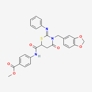 molecular formula C27H23N3O6S B4293477 methyl 4-({[(2Z)-3-(1,3-benzodioxol-5-ylmethyl)-4-oxo-2-(phenylimino)-1,3-thiazinan-6-yl]carbonyl}amino)benzoate 