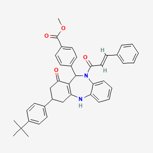 molecular formula C40H38N2O4 B4293534 methyl 4-{3-[4-(tert-butyl)phenyl]-1-oxo-10-[(E)-3-phenyl-2-propenoyl]-2,3,4,5,10,11-hexahydro-1H-dibenzo[b,e][1,4]diazepin-11-yl}benzoate 