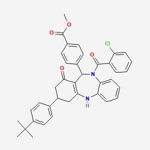molecular formula C38H35ClN2O4 B4293540 methyl 4-[3-[4-(tert-butyl)phenyl]-10-(2-chlorobenzoyl)-1-oxo-2,3,4,5,10,11-hexahydro-1H-dibenzo[b,e][1,4]diazepin-11-yl]benzoate 