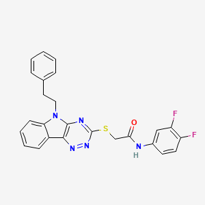 molecular formula C25H19F2N5OS B4293630 N-(3,4-difluorophenyl)-2-{[5-(2-phenylethyl)-5H-[1,2,4]triazino[5,6-b]indol-3-yl]sulfanyl}acetamide 