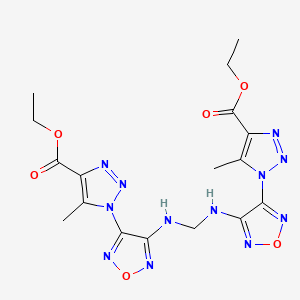 molecular formula C17H20N12O6 B4293777 ethyl 1-(4-{[({4-[4-(ethoxycarbonyl)-5-methyl-1H-1,2,3-triazol-1-yl]-1,2,5-oxadiazol-3-yl}amino)methyl]amino}-1,2,5-oxadiazol-3-yl)-5-methyl-1H-1,2,3-triazole-4-carboxylate 