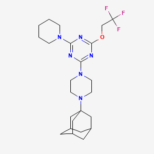 molecular formula C24H35F3N6O B4293801 2-[4-(ADAMANTAN-1-YL)PIPERAZIN-1-YL]-4-(PIPERIDIN-1-YL)-6-(2,2,2-TRIFLUOROETHOXY)-1,3,5-TRIAZINE 