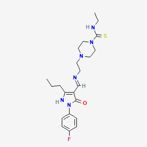 molecular formula C22H31FN6OS B4293937 N-ETHYL-4-[2-({[(4E)-1-(4-FLUOROPHENYL)-5-OXO-3-PROPYL-4,5-DIHYDRO-1H-PYRAZOL-4-YLIDENE]METHYL}AMINO)ETHYL]PIPERAZINE-1-CARBOTHIOAMIDE 