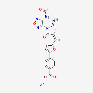 molecular formula C21H17N5O6S B4293980 ETHYL 4-(5-{[(5E)-3-(4-ACETAMIDO-1,2,5-OXADIAZOL-3-YL)-2-IMINO-4-OXO-1,3-THIAZOLIDIN-5-YLIDENE]METHYL}FURAN-2-YL)BENZOATE 