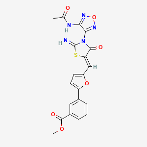 molecular formula C20H15N5O6S B4293992 METHYL 3-[5-({3-[4-(ACETYLAMINO)-1,2,5-OXADIAZOL-3-YL]-2-IMINO-4-OXO-1,3-THIAZOLAN-5-YLIDEN}METHYL)-2-FURYL]BENZOATE 