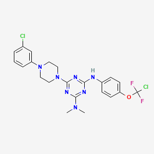 molecular formula C22H23Cl2F2N7O B4294079 N4-[4-(CHLORODIFLUOROMETHOXY)PHENYL]-6-[4-(3-CHLOROPHENYL)PIPERAZIN-1-YL]-N2,N2-DIMETHYL-1,3,5-TRIAZINE-2,4-DIAMINE 