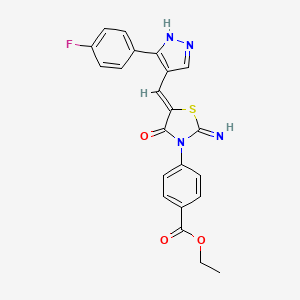 molecular formula C22H17FN4O3S B4294106 ethyl 4-[(5Z)-5-{[3-(4-fluorophenyl)-1H-pyrazol-4-yl]methylidene}-2-imino-4-oxo-1,3-thiazolidin-3-yl]benzoate 