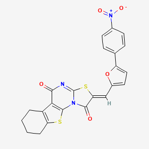 molecular formula C23H15N3O5S2 B4294227 2-{(Z)-1-[5-(4-nitrophenyl)-2-furyl]methylidene}-6,7,8,9-tetrahydro-5H-[1]benzothieno[3,2-e][1,3]thiazolo[3,2-a]pyrimidine-1,5-dione 