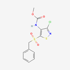 molecular formula C12H11ClN2O4S2 B4294246 methyl N-[5-(benzylsulfonyl)-3-chloro-4-isothiazolyl]carbamate 