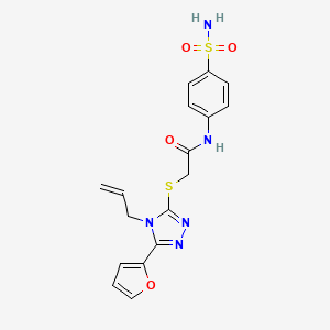 molecular formula C17H17N5O4S2 B4294259 2-{[5-(furan-2-yl)-4-(prop-2-en-1-yl)-4H-1,2,4-triazol-3-yl]sulfanyl}-N-(4-sulfamoylphenyl)acetamide CAS No. 442641-51-2