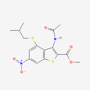 molecular formula C16H18N2O5S2 B4294361 METHYL 3-ACETAMIDO-4-[(2-METHYLPROPYL)SULFANYL]-6-NITRO-1-BENZOTHIOPHENE-2-CARBOXYLATE 