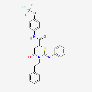 molecular formula C26H22ClF2N3O3S B4294376 (2E)-N-[4-(CHLORODIFLUOROMETHOXY)PHENYL]-4-OXO-3-(2-PHENYLETHYL)-2-(PHENYLIMINO)-1,3-THIAZINANE-6-CARBOXAMIDE 