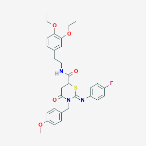 molecular formula C31H34FN3O5S B4294438 (2Z)-N-[2-(3,4-DIETHOXYPHENYL)ETHYL]-2-[(4-FLUOROPHENYL)IMINO]-3-[(4-METHOXYPHENYL)METHYL]-4-OXO-1,3-THIAZINANE-6-CARBOXAMIDE 