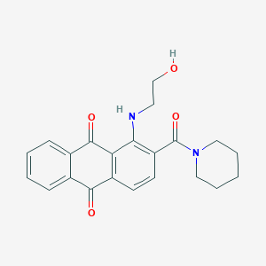 molecular formula C22H22N2O4 B4294615 1-[(2-HYDROXYETHYL)AMINO]-2-(PIPERIDINE-1-CARBONYL)-9,10-DIHYDROANTHRACENE-9,10-DIONE 
