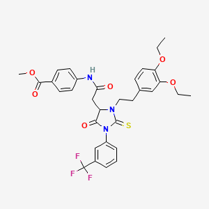 molecular formula C32H32F3N3O6S B4294714 METHYL 4-(2-{3-[2-(3,4-DIETHOXYPHENYL)ETHYL]-5-OXO-2-SULFANYLIDENE-1-[3-(TRIFLUOROMETHYL)PHENYL]IMIDAZOLIDIN-4-YL}ACETAMIDO)BENZOATE 