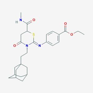 molecular formula C27H35N3O4S B4294724 ETHYL 4-{[(2E)-3-[2-(ADAMANTAN-1-YL)ETHYL]-6-(METHYLCARBAMOYL)-4-OXO-1,3-THIAZINAN-2-YLIDENE]AMINO}BENZOATE 