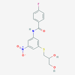 molecular formula C16H15FN2O5S B4294975 N-{3-[(2,3-dihydroxypropyl)sulfanyl]-5-nitrophenyl}-4-fluorobenzamide 