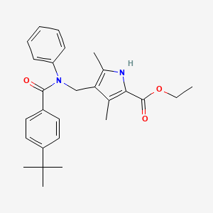 molecular formula C27H32N2O3 B4295097 ETHYL 4-{[1-(4-TERT-BUTYLPHENYL)-N-PHENYLFORMAMIDO]METHYL}-3,5-DIMETHYL-1H-PYRROLE-2-CARBOXYLATE 