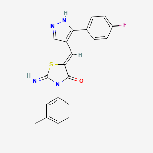 molecular formula C21H17FN4OS B4295286 (5Z)-3-(3,4-dimethylphenyl)-5-{[3-(4-fluorophenyl)-1H-pyrazol-4-yl]methylidene}-2-imino-1,3-thiazolidin-4-one 