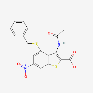 molecular formula C19H16N2O5S2 B4295341 METHYL 4-(BENZYLSULFANYL)-3-ACETAMIDO-6-NITRO-1-BENZOTHIOPHENE-2-CARBOXYLATE 