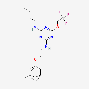 molecular formula C21H32F3N5O2 B4295609 N2-[2-(ADAMANTAN-1-YLOXY)ETHYL]-N4-BUTYL-6-(2,2,2-TRIFLUOROETHOXY)-1,3,5-TRIAZINE-2,4-DIAMINE 