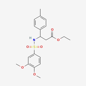 molecular formula C20H25NO6S B4295665 ETHYL 3-(3,4-DIMETHOXYBENZENESULFONAMIDO)-3-(4-METHYLPHENYL)PROPANOATE 